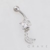 DANGLE SPARKLING MULTI CZ BANANA CHARM BELLY BUTTON NAVEL RING 316L SURGICAL STEEL